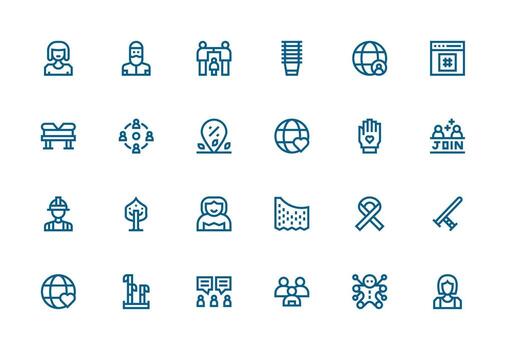 Community featuring 24 Icons in Thick Line Line Design Simple Icons for Interface and Wireframes vector