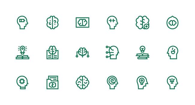 18 fuerte carrera línea estilo íconos desde cerebro colección equilibrado icono conjunto para funcional diseño vector