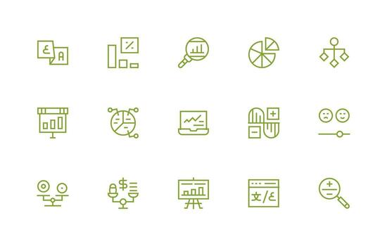 Comparison including 15 Regular Line Illustrations Web and App Icon Pack Collection vector