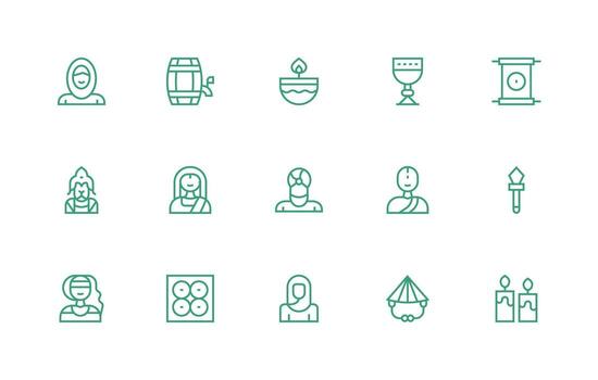 Tradition featuring 15 Icons in Regular Line Design UI-Ready Icon Collection vector