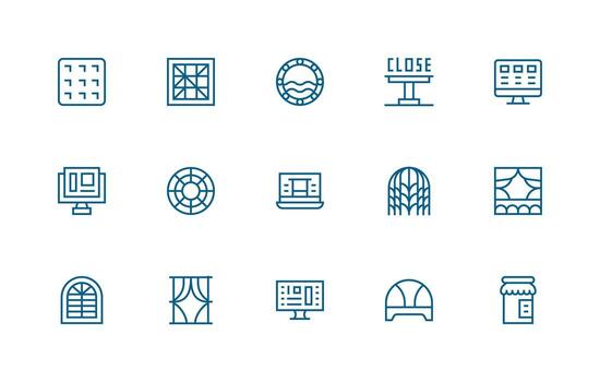 15 Regular Line Vectors for Window Theme Neat Icon Set