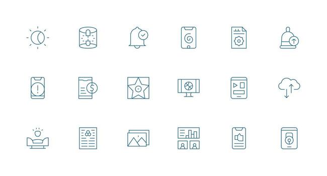 App including 18 Minimal Line Illustrations Icon Set for Web vector