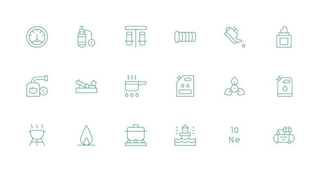 18 mínimo línea íconos para gas gráficos ligero icono serie para rápido prototipos vector