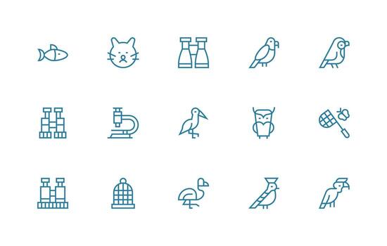Zoology Design Icons featuring 15 in Regular Line Style Icon Set for Apps vector
