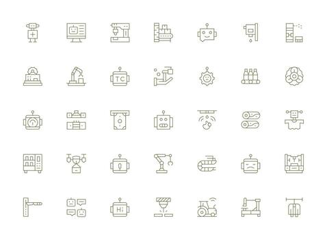 ligero línea estilo automatizado íconos con 35 vectores escalable icono paquete