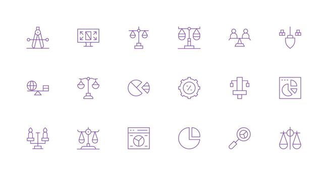 Proportion featuring 18 Icons in Minimal Line Design Fully Editable Icon Set for Web vector