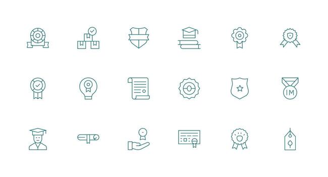 Minimal Line Style Certification Icons with 18 Vectors Quick Access Icons for UI Development