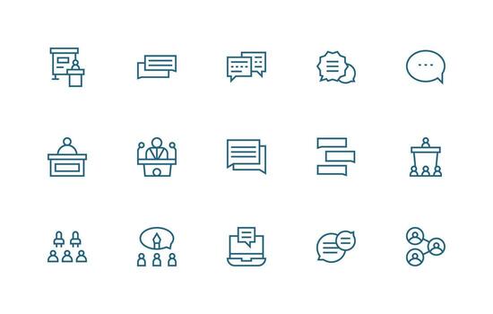 Forum featuring 15 Icons in Regular Line Design Essential Icons for Rapid UI Building vector