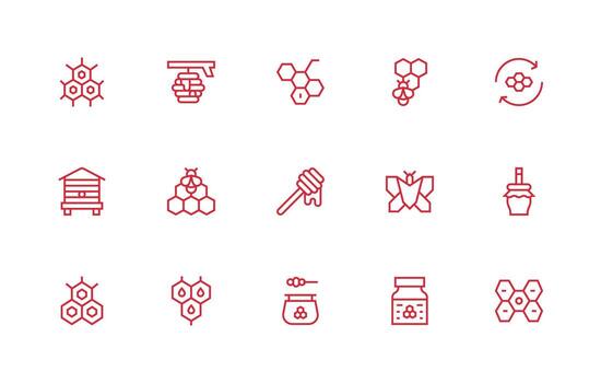 Honeycomb Design Icons featuring 15 in Regular Line Style Design Ready Icon Set for Teams vector
