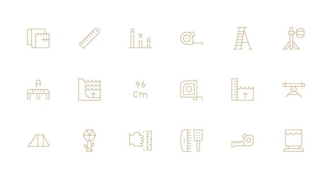 altura icono conjunto con 18 mínimo línea gráficos de confianza íconos para todas interfaces vector