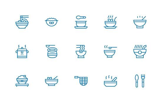 Soup including 15 Regular Line Illustrations Quick Access Icons for UI Development vector
