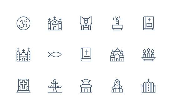 Holy Visual Pack containing 15 Regular Line Icons Clean Icon Collection for Web Use vector