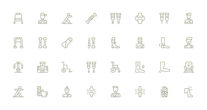 Physical Therapy Icon Set with 32 Thin Line Graphics Basic Icon Series vector