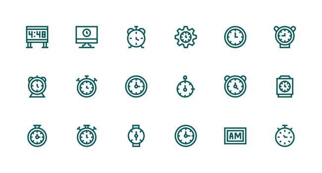 Strong Stroke Line Icons from Digital Clock Set with 18 Vectors Optimized Icon Pack for Digital Products