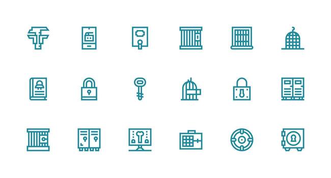 bloquear visual paquete conteniendo 18 fuerte carrera línea íconos íconos construido para visual consistencia paquete vector