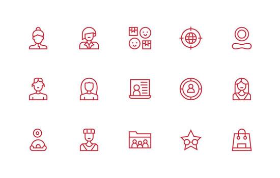 15 Regular Line Icons for Customer Graphics Reusable Icon Set vector