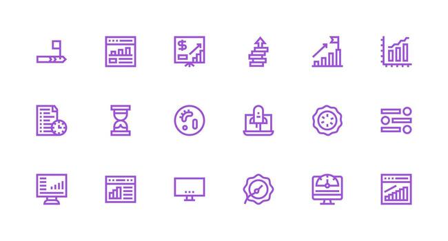 Strong Stroke Line Style Progress Bar Icons with 18 Vectors Multi-Purpose Icon Pack for Templates