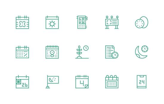 15 Regular Line Style Icons from Calendar Collection Functional Icon Series vector