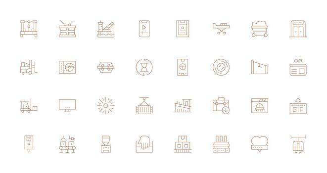 32 Thin Line Icons for Loading Graphics Digital Icon Collection vector