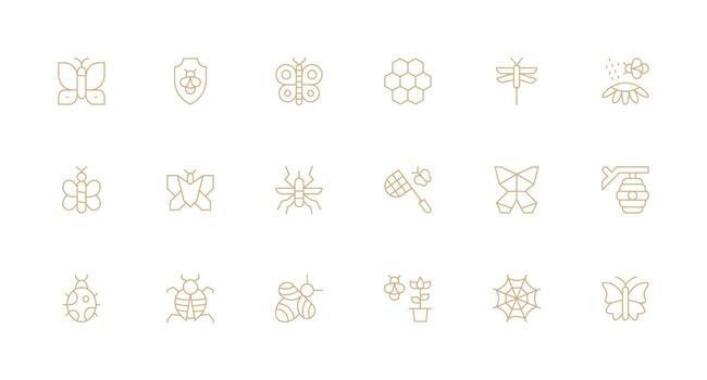 Minimal Line Icons from Insect Set with 18 Vectors Clear and Concise Icon Set Collection