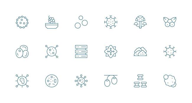 racimo icono colección con 18 mínimo línea diseños web y aplicación icono paquete colección vector