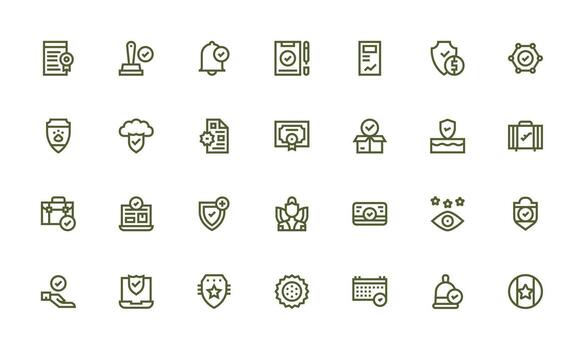 Verified Icon Set with 28 Bold Line Graphics Icon Set for Projects vector