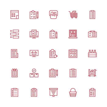 Items Icon Collection with 25 Medium Stroke Outline Designs Complete Icon Bundle for Web Design vector