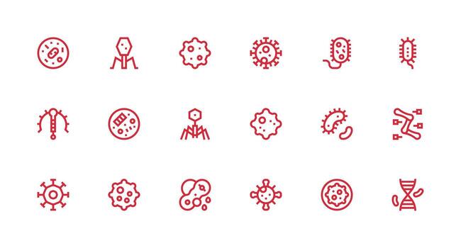 Strong Stroke Line Icons from Microbe Set with 18 Vectors High-Resolution Icons for Any Platform