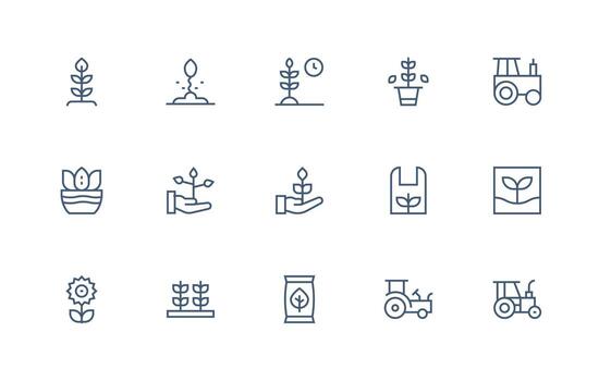 Cultivate Icon Set with 15 Regular Line Graphics Multi-Purpose Icon Set vector