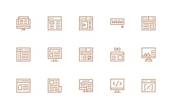 15 Regular Line Vectors for Web Page Theme Line Icon Collection