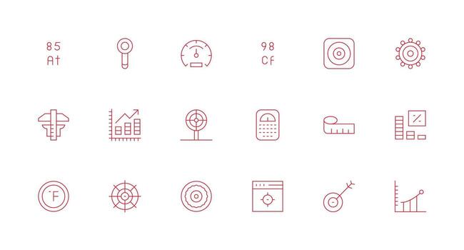 18 Icons for Metric in Minimal Line Format Fully Editable Icon Set for Web vector