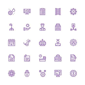 administración presentando 25 íconos en medio carrera contorno diseño ui y ux enfocado icono colección vector