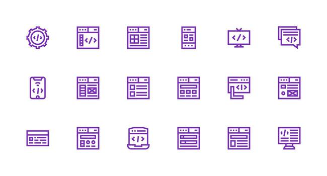 18 Icons for Css in Strong Stroke Line Format Editable Icon Collection vector