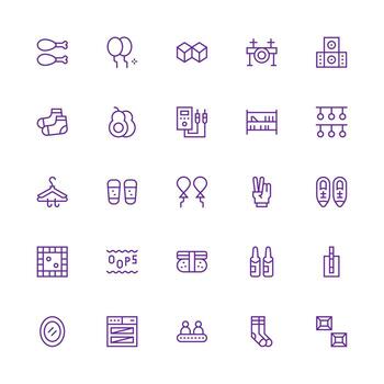 Two featuring 25 Icons in Medium Stroke Outline Design Clear and Concise Icon Set Collection vector