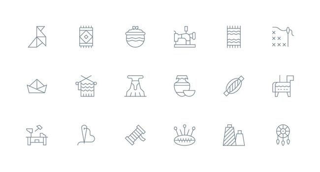Handmade Set with 18 Minimal Line Icons Neat Icon Set vector