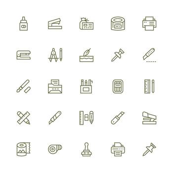 Medium Stroke Outline Icons from Stationery Set with 25 Vectors Reusable Icon Set