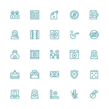 25 Medium Stroke Outline Icons for Blocked Graphics User Interface Icons for Digital Products vector