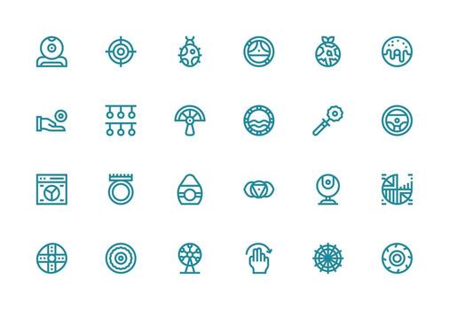 Circular Icon Set with 24 Thick Line Line Graphics Web and App Icon Pack Collection vector