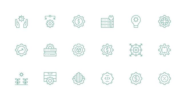 Optimization Icon Set with 18 Minimal Line Graphics Pixel Perfect Icons for Modern Apps vector