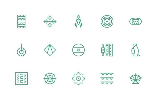 15 regular línea íconos para geométrico gráficos compacto icono conjunto vector