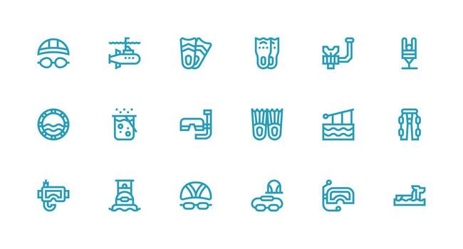 Diving featuring 18 Icons in Strong Stroke Line Design Essential Icons for Rapid UI Building vector