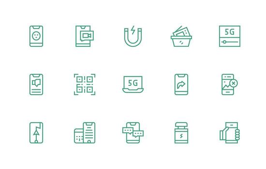 teléfono inteligente incluso 15 regular línea ilustraciones bien estructurado íconos para creativo utilizar vector