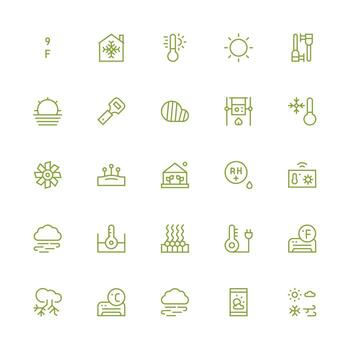 Medium Stroke Outline Style Temperature Icons with 25 Vectors Minimal Icon Set for Interface Projects