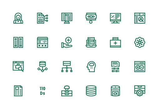 24 Thick Line Line Icons for Database Graphics Digital Product Icons for Fast Delivery vector