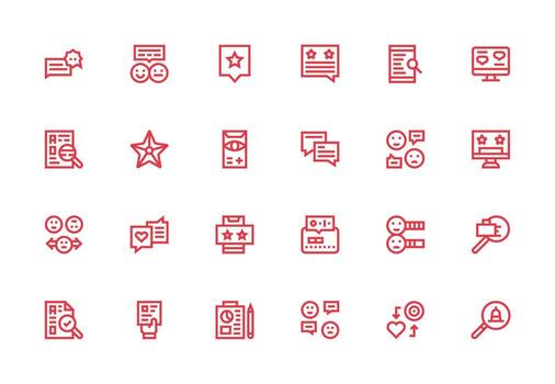 24 Thick Line Line Icons for Review Graphics Balanced Icon Set for Functional Design vector