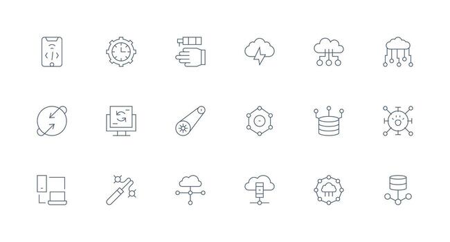 Synchronization Icon Collection with 18 Minimal Line Designs Quick Access Icons for UI Development vector