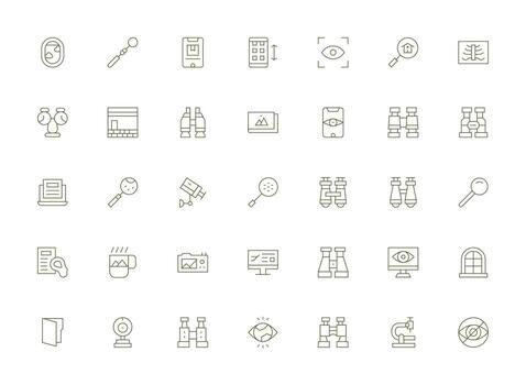 ver presentando 35 íconos en ligero línea diseño claro y conciso icono conjunto colección vector
