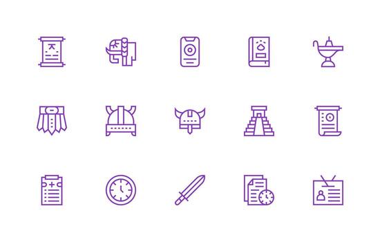 15 History Icons in Regular Line Aesthetic Scalable Icons for All Themes vector