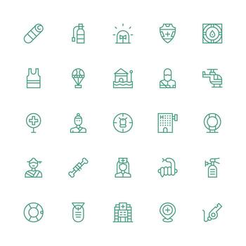 Emergency Icon Collection with 25 Medium Stroke Outline Designs Minimal Icon Set for Interface Projects vector