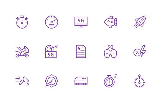 velocidad visual paquete conteniendo 15 regular línea íconos básico icono serie vector